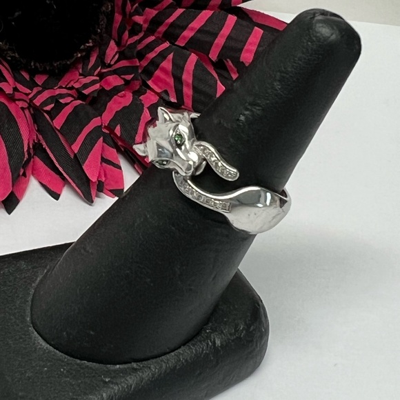 EFFY .925 Diamond Tsavorite Panther Cat Ring - Picture 3 of 10